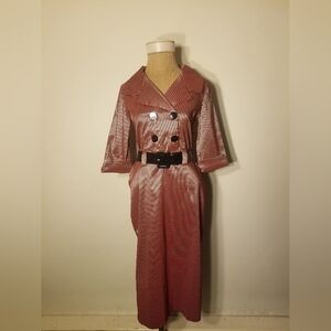 VLV Bettie Page Las Vegas Iridescent Red Plaid Dress With Belt Size Medium